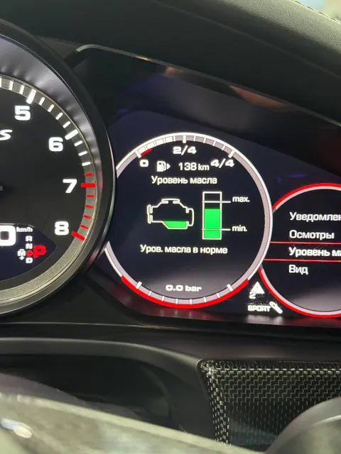 Проверка электронного уровня моторного масла Porsche
