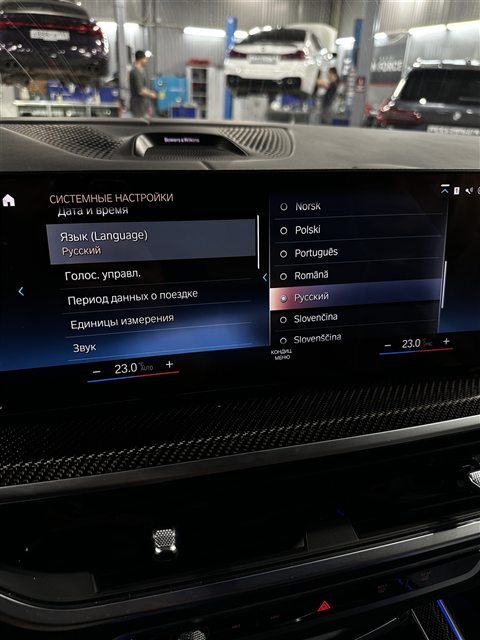 Выбор русского языка в системных настройках BMW iDrive 8