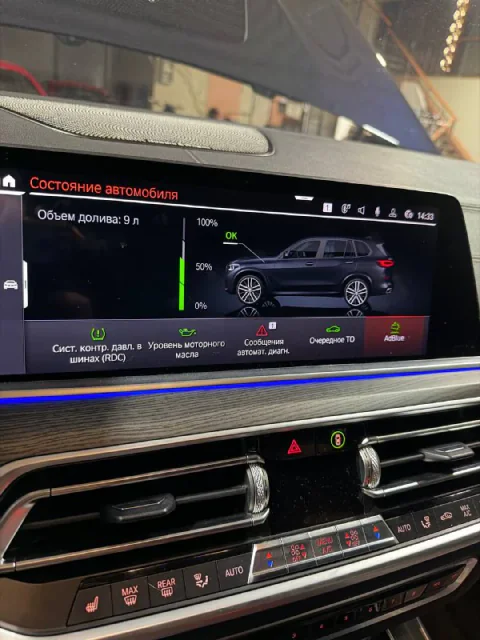 Пункт AdBlue в меню BMW X5 G05 до программной работы