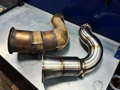 Штатная секция и новый downpipe Porsche Cayenne 3.0